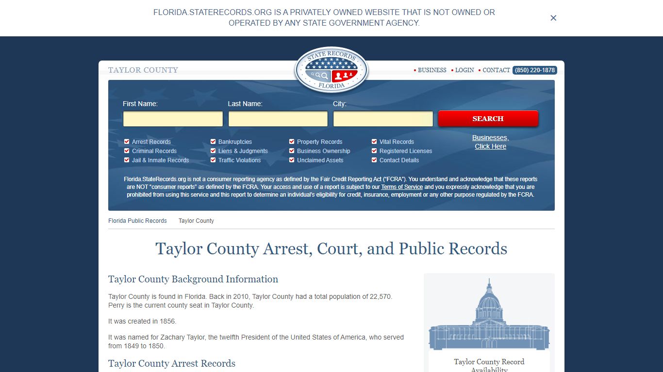 Taylor County Arrest, Court, and Public Records